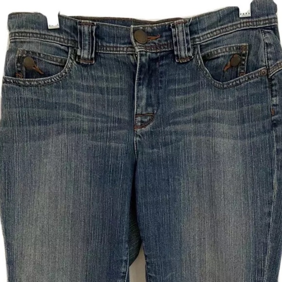 DKNY Blue Denim Distressed Straight Leg Jeans 8P Petite Stretch Zip Pockets - Picture 4 of 8